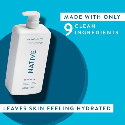 Native Body Wash Sea Salt & Cedar with Pump 36 fl oz - Imperfect Container