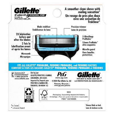 Gillette ProGlide Chill Razor Refills for Men 8 Blade Refills - Imperfect Box