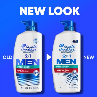 Head & Shoulders Men's 2-in-1 Shampoo and Conditioner, Anti-Dandruff Treatment, Old Spice Pure Sport for Daily Use, Paraben-Free 28.2 fl oz - Imperfect Container