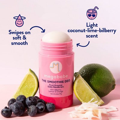 Megababe The Smoothie Deo Fruit Enzyme Daily Solid Deodorant 2.6oz - Imperfect Container