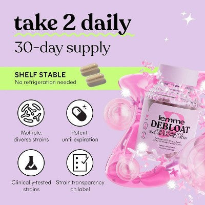 Lemme Debloat Daily Digestive Capsules 60ct - Imperfect Box