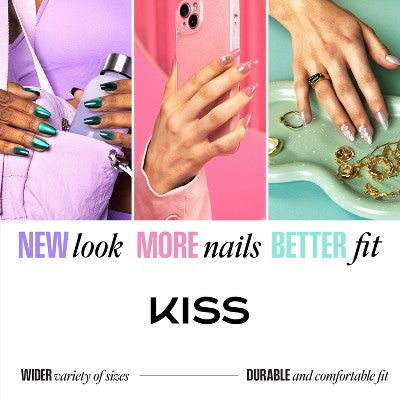 Kiss Glam Embellished Press-On Fake Nails Short Round Celestique 35ct - Imperfect Box