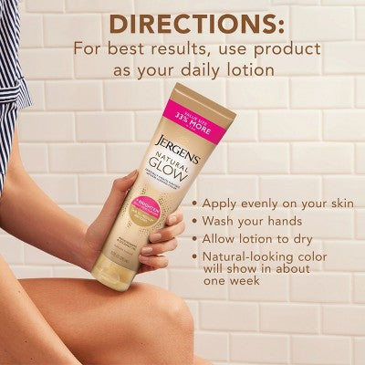 Jergens Natural Glow Daily Moisturizer + Self Tanner Fair to Medium 10 fl oz - New