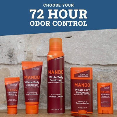 Mando Whole Body Men's Smooth Solid Deodorant Bourbon Leather 2.6oz - New