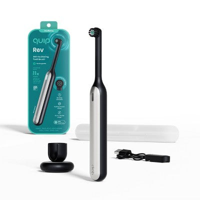 quip Rev Oscillating Rechargeable Electric Toothbrush Black/Silver - Imperfect Box