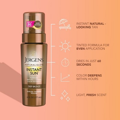 Jergens Natural Glow Instant Moisturizing Self Tanner Tanning Foam Deep Bronze 6 fl oz - Imperfect Container