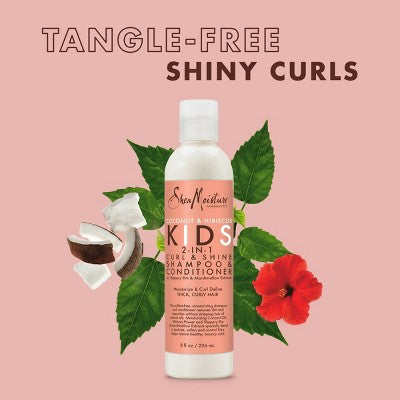 SheaMoisture Coconut and Hibiscus Kids 2-in-1 Shampoo & Conditioner For Thick Curly Hair 8 fl oz - New