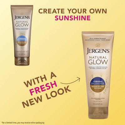 Jergens Glow Skin Firming Daily Moisturizer + Sunless Self Tanning Medium To Tan 7.5 fl oz - Imperfect Container
