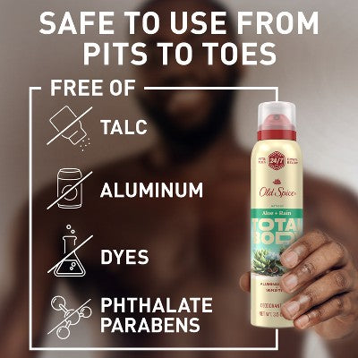 Old Spice Whole Body Deodorant Spray Aloe and Rain 3.5oz - Missing Lid