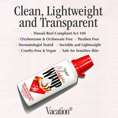 Vacation Classic Whip Sunscreen SPF 50 4oz - Imperfect Container