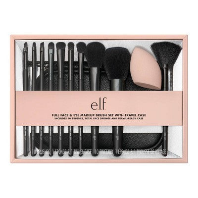 e.l.f. Full Face; Eye Makeup Brush Set With Travel Case 12pc - Imperfect Box