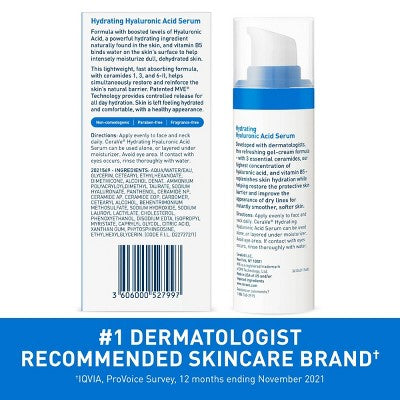CeraVe Hydrating Hyaluronic Acid Face Serum 1 fl oz - Missing Box
