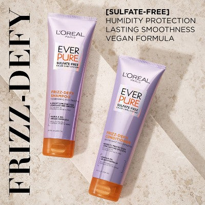 L'Oreal Paris EverPure Frizz-Defy Shampoo with Marula Oil 8.5 fl oz - Imperfect Container