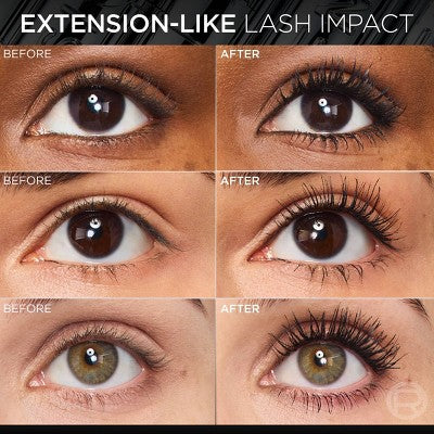 L'Oreal Paris Extensionist Curling & Lengthening Mascara Blackest Black Washable 0.41 fl oz - Imperfect Box