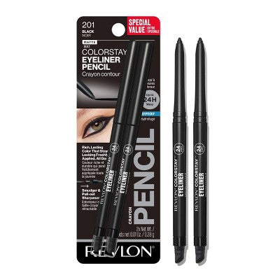Revlon Colorstay Waterproof Eyeliner Built-in Smudger 201 Black 0.01oz/2ct - New