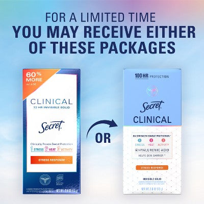 Secret Clinical Strength Invisible Solid Antiperspirant & Deodorant 2.6oz - Imperfect Box