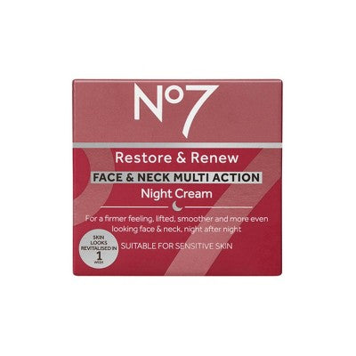 No7 Restore & Renew Multi Action Face & Neck Night Cream 1.69 fl oz - Imperfect Box