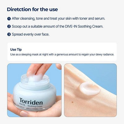 Torriden Dive-In Soothing Cream Calming; Deep Moisturization 2.7 fl oz - Imperfect Box