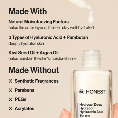 Honest Beauty Hydrogel Deep Hydration Hyaluronic Acid Serum with Rambutan 1 fl oz - Imperfect Box