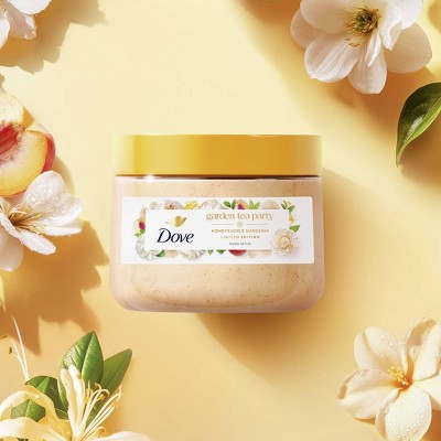 Dove Beauty Garden Tea Party Body Scrub Honeysuckle Gardenia Limited Edition 15oz - Imperfect Container