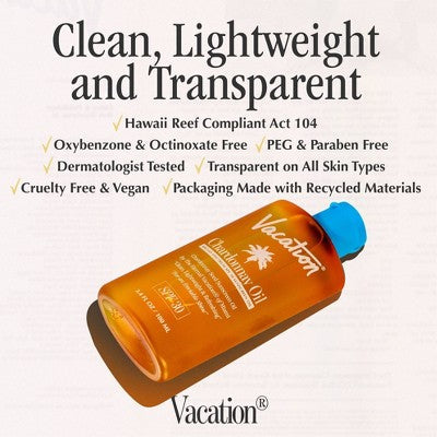 Vacation Chardonnay Oil Sunscreen SPF 30 3.4 fl oz - Small Amount Missing