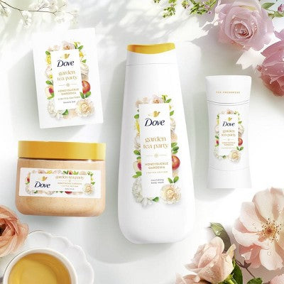 Dove Beauty Garden Tea Party Body Scrub Honeysuckle Gardenia Limited Edition 15oz - Imperfect Container