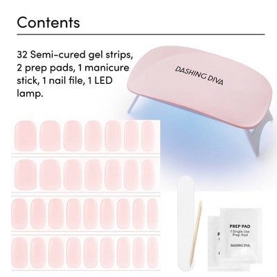 Dashing Diva Glaze Semi-Cured Gel Nail Polish Strips Starter Kit Powder Pink 32ct - New - Osadia Concept Store