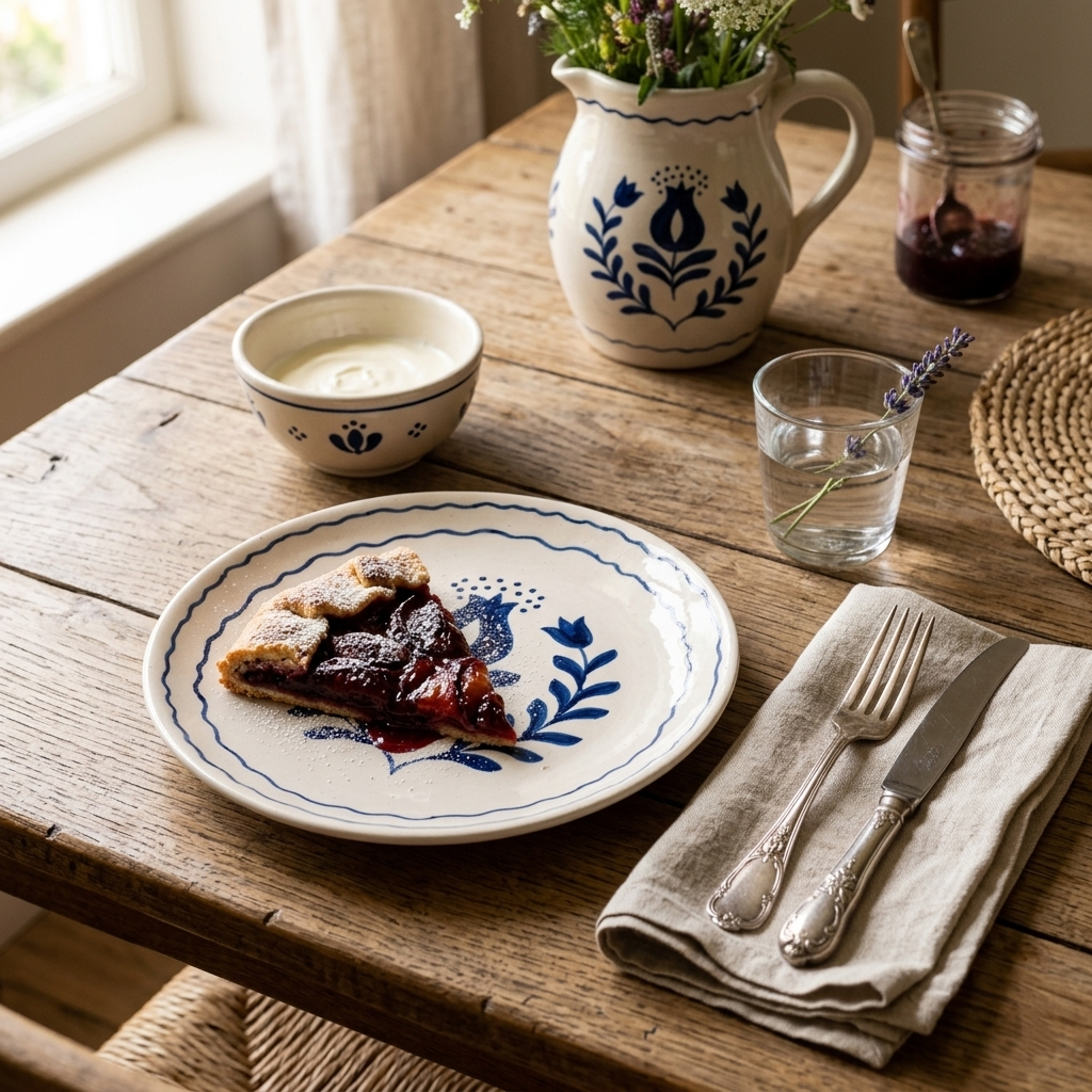 Blue Anaar Ceramic Snack Plates, 7x7 Inches (Set of 2)