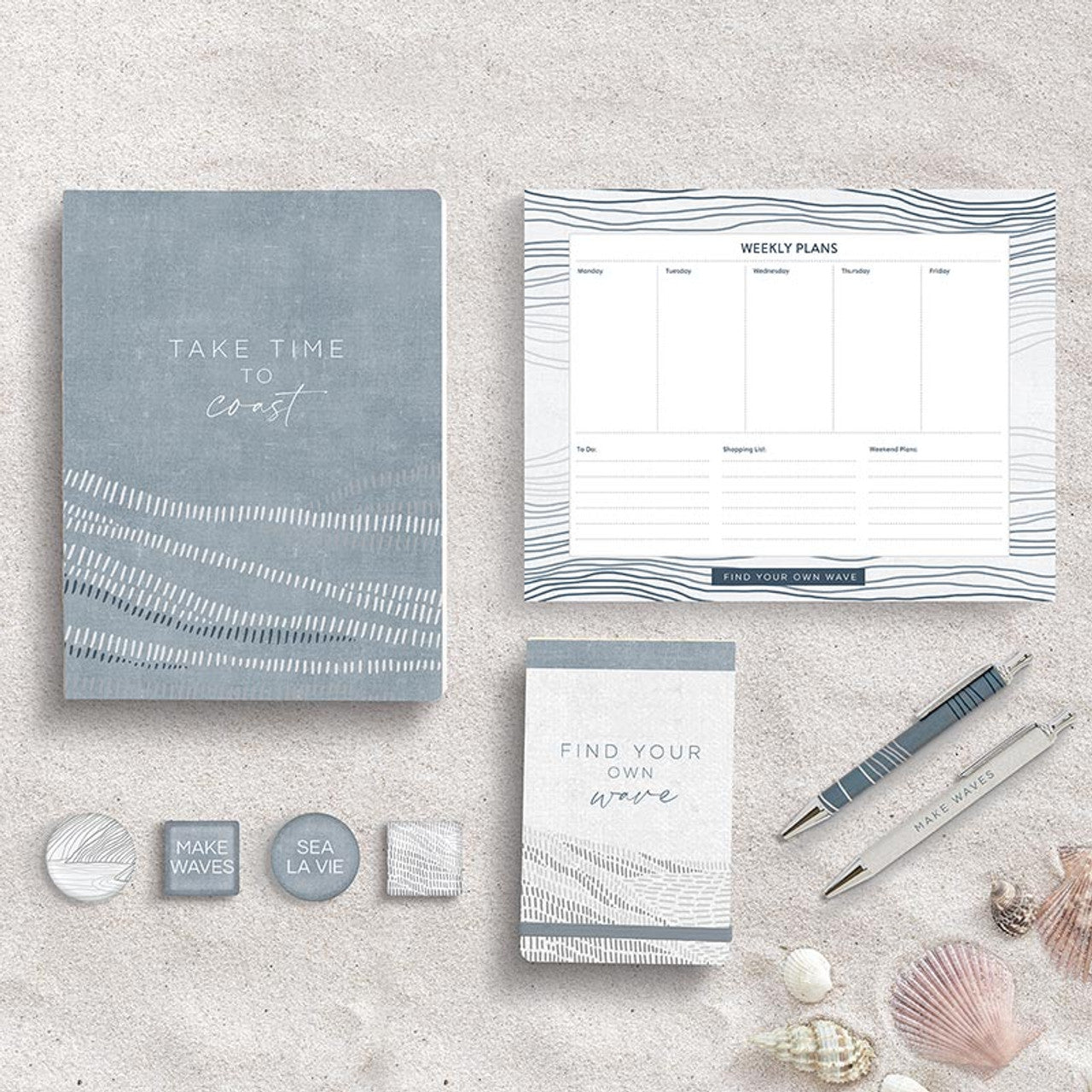 Gift Boxed Magnet Set | Make Waves Glass Magnet Set of 4 | Sea Inspired Art Design