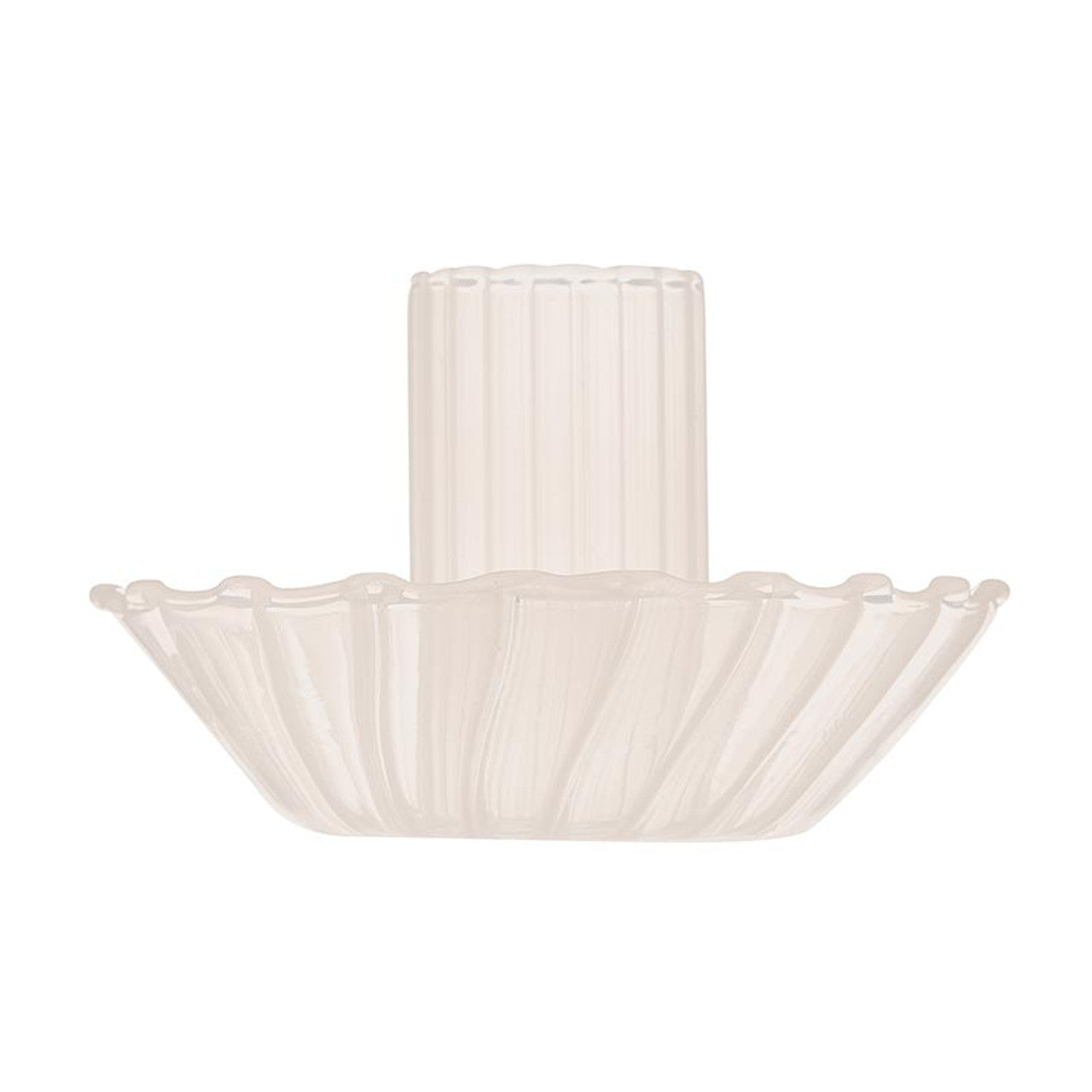 Glass Candle Holder in Cream | Aesthetic Tinted Candle Sticks Glass Taper Candlestick Base