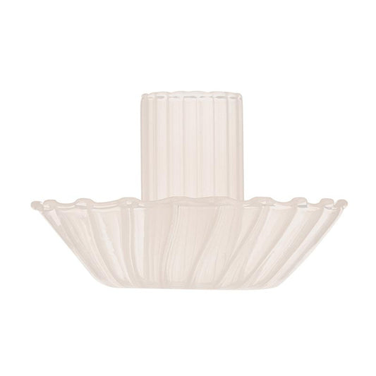 Glass Candle Holder in Cream | Aesthetic Tinted Candle Sticks Glass Taper Candlestick Base