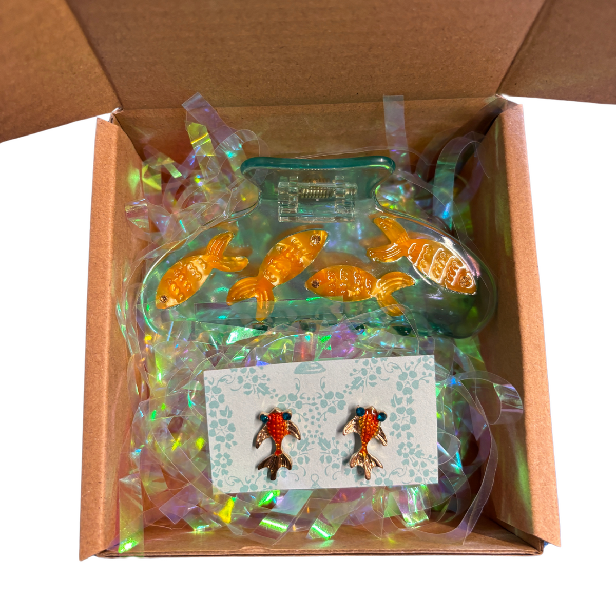 Goldfish Hair Claw and Earrings Gift Set | Gifts for Her | Gift Box