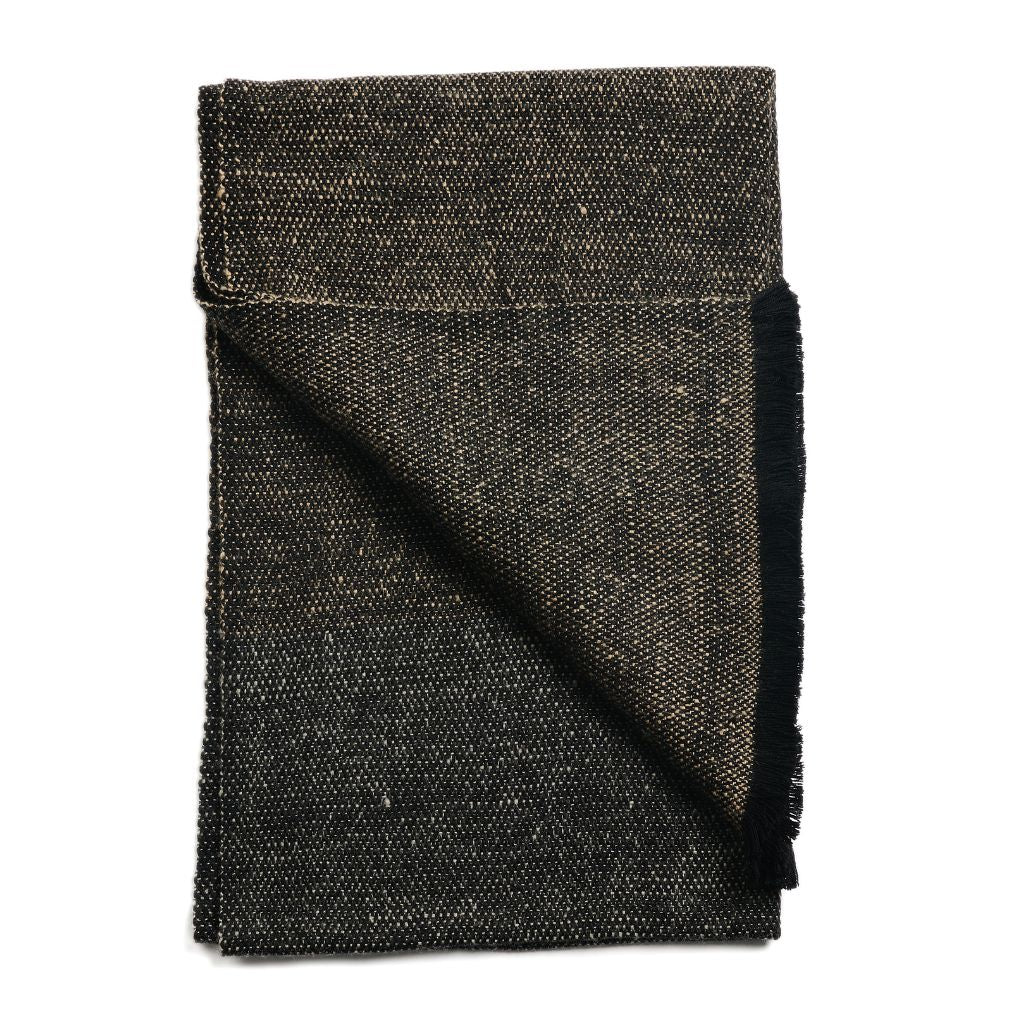 Graphite Black Brown Plush Soft Large Handloom Merino Scarf