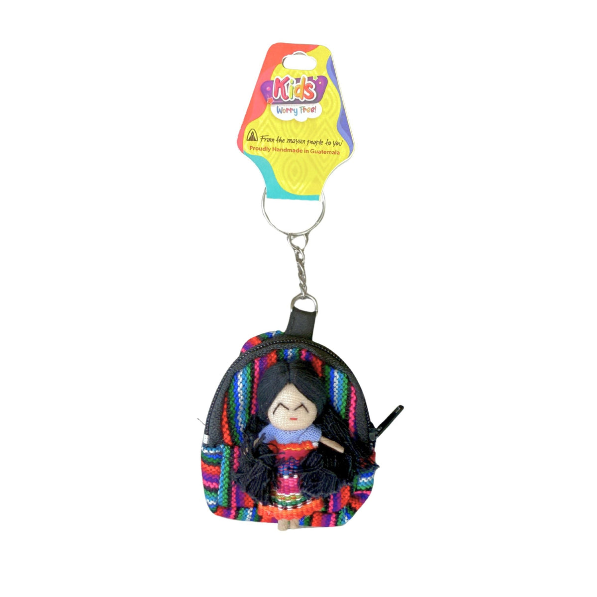 Guatemalan Worry Doll Backpack Charm & Keychain