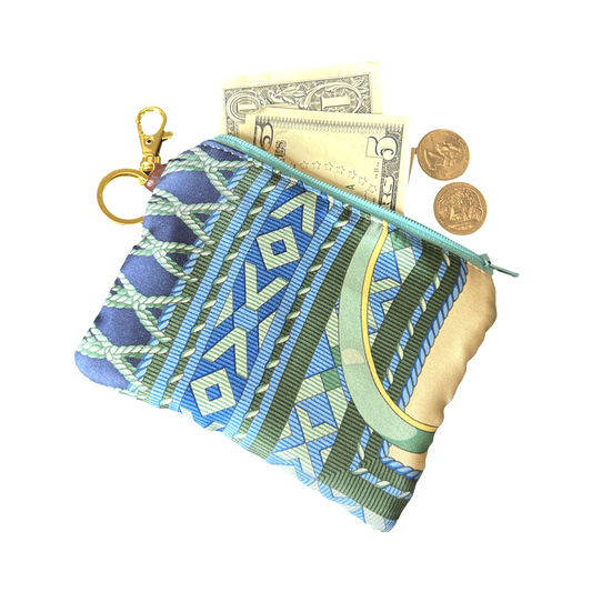 Fringe Harness Vintage Silk Scarf Coffee Run Keychain Bag