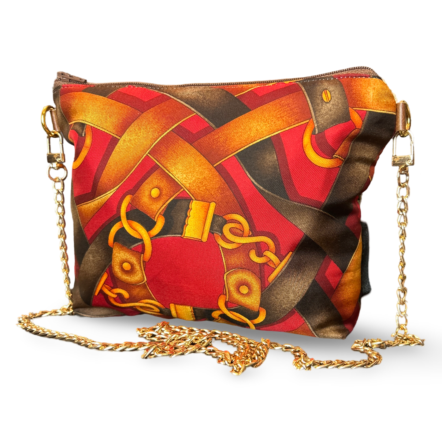 Harness Red Vintage Silk Scarf Crossbody Bag