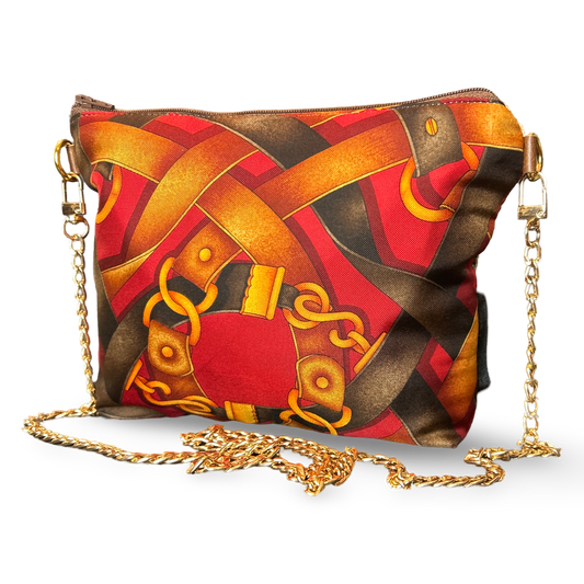 Harness Red Vintage Silk Scarf Crossbody Bag