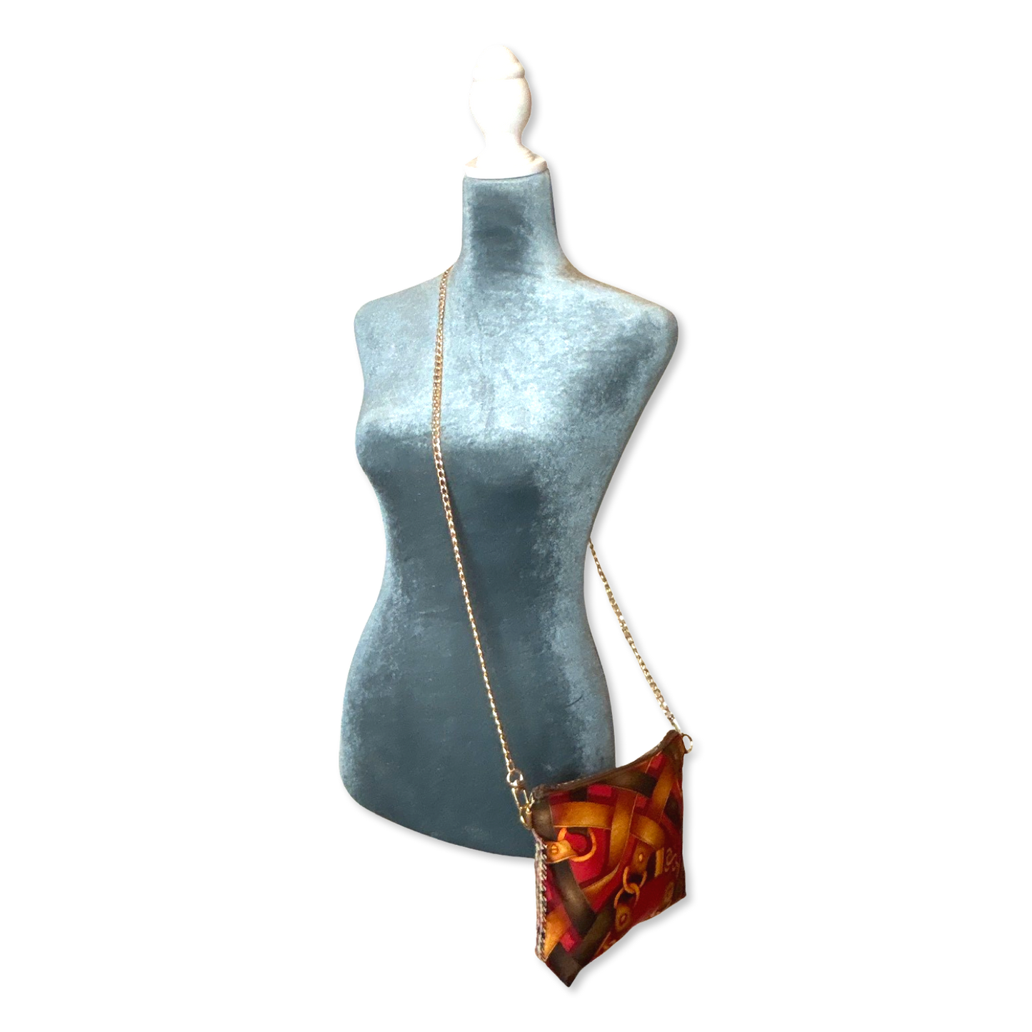 Harness Red Vintage Silk Scarf Crossbody Bag