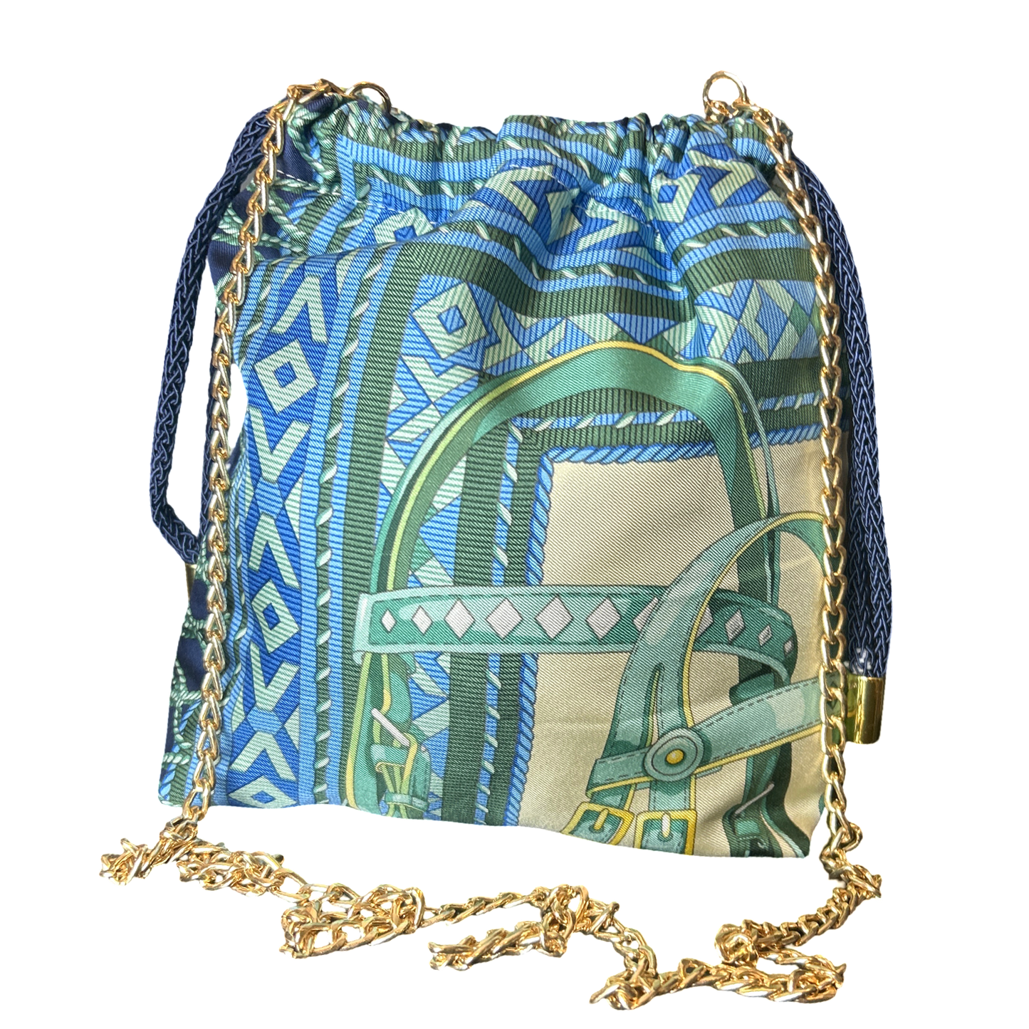 Fringe Harness Vintage Scarf Drawstring Crossbody Bag