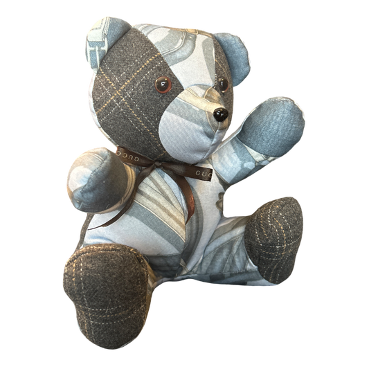 Equestrian Vintage Silk Scarf Patchwork Teddy Bear