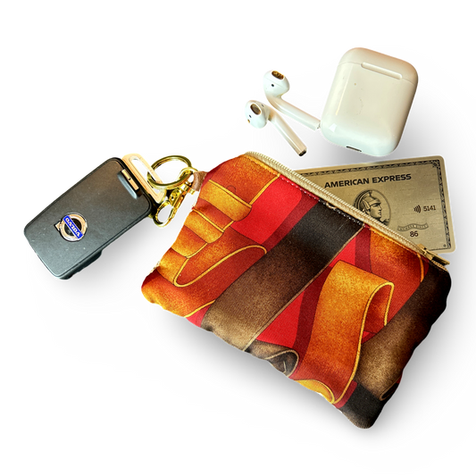 Harness Red Vintage Silk Scarf Coffee Run Keychain Bag