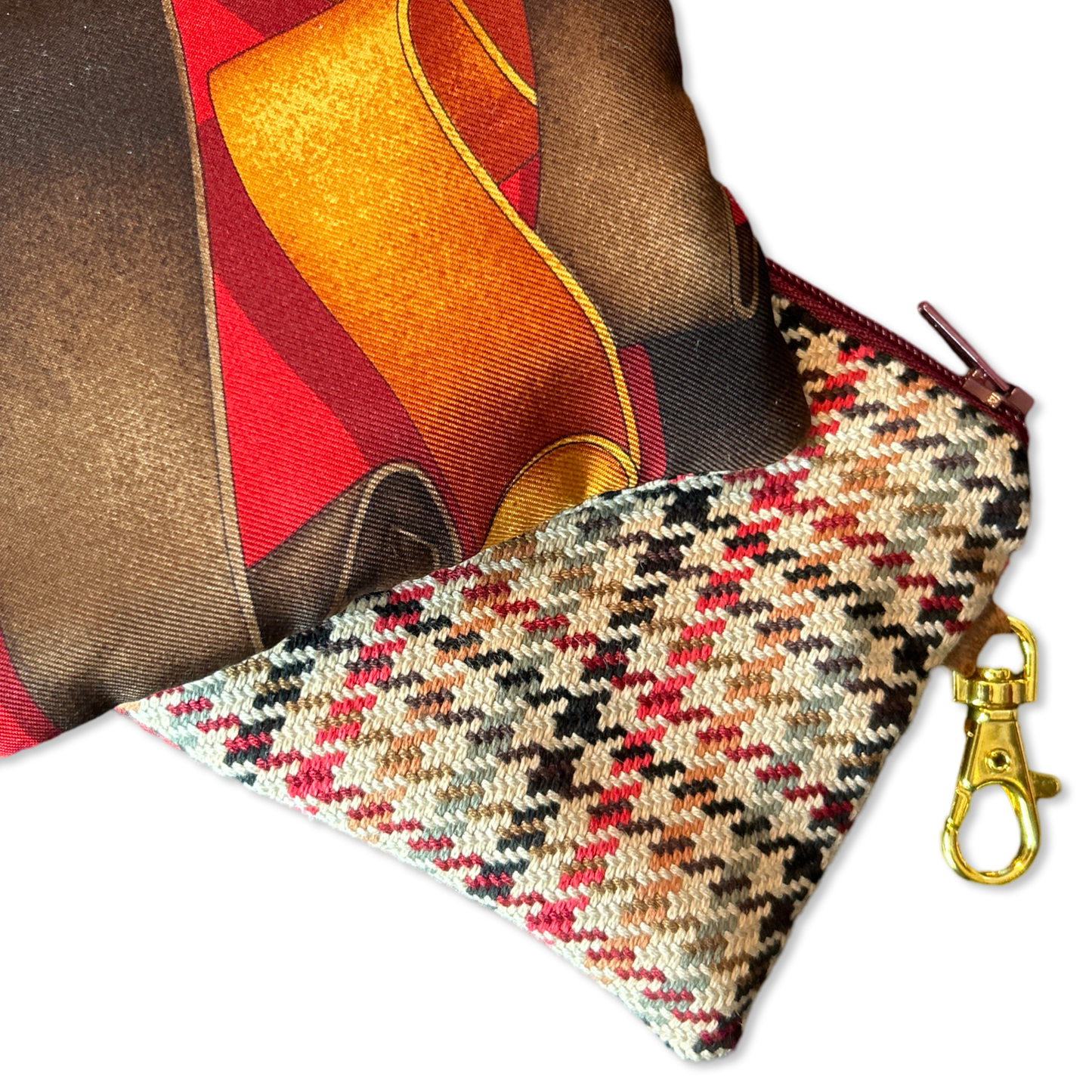 Harness Red Vintage Silk Scarf Coffee Run Keychain Bag