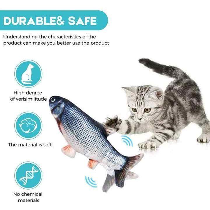 Vida Smart - Premium Interactive Wagging Fish Cat Toy - USB Rechargeable Plush with Realistic Movement for Endless Fun & Entertainment!