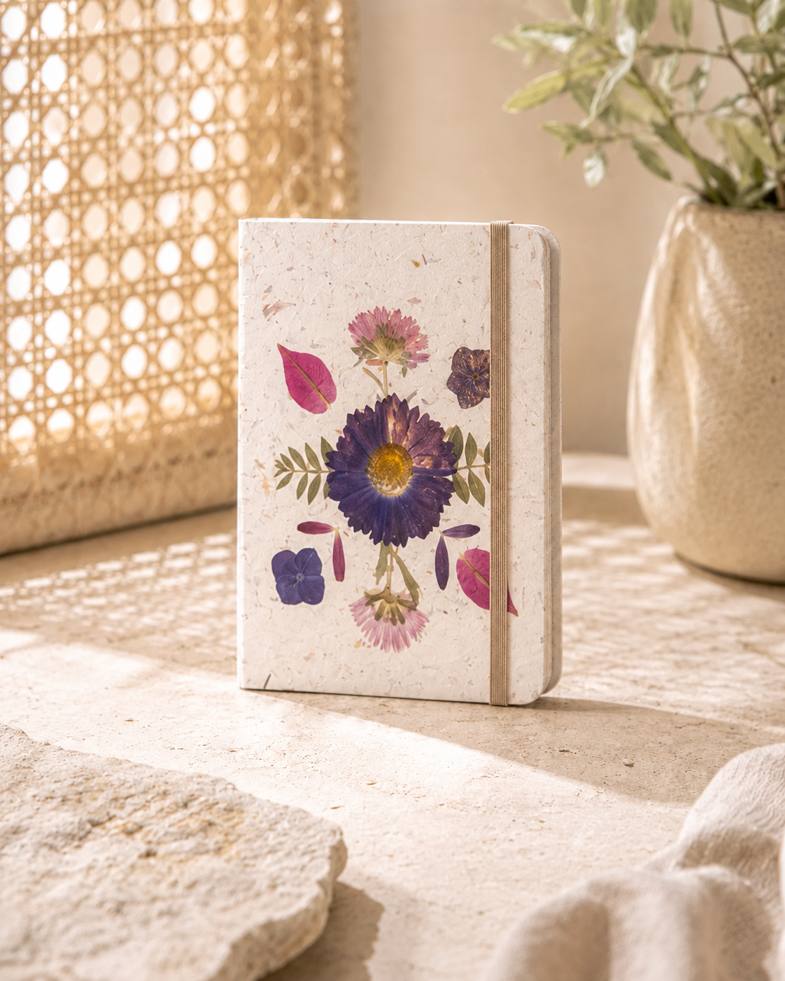 Handcrafted Journal with Pressed Flowers 5x8