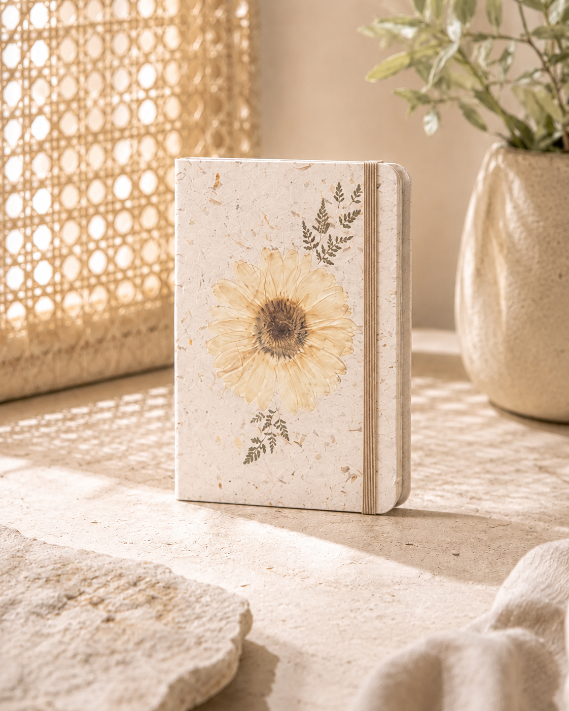 Handcrafted Journal with Pressed Flowers 5x8