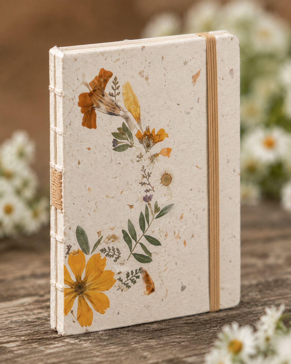 Handcrafted Journal with Pressed Flowers 4x6