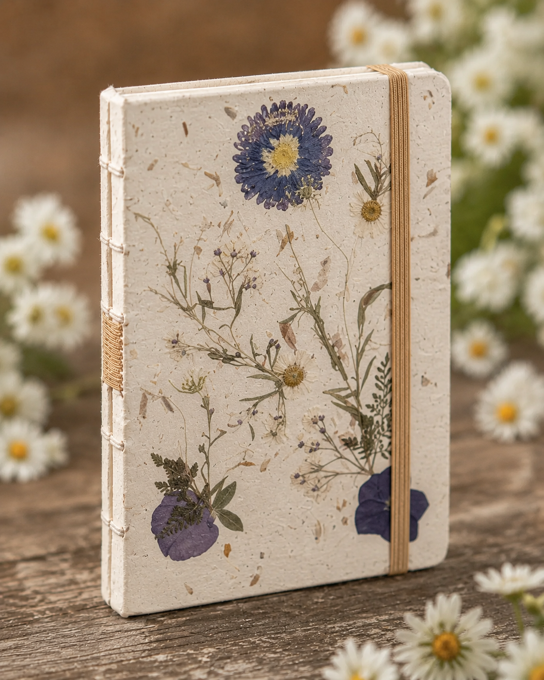 Handcrafted Journal with Pressed Flowers 4x6