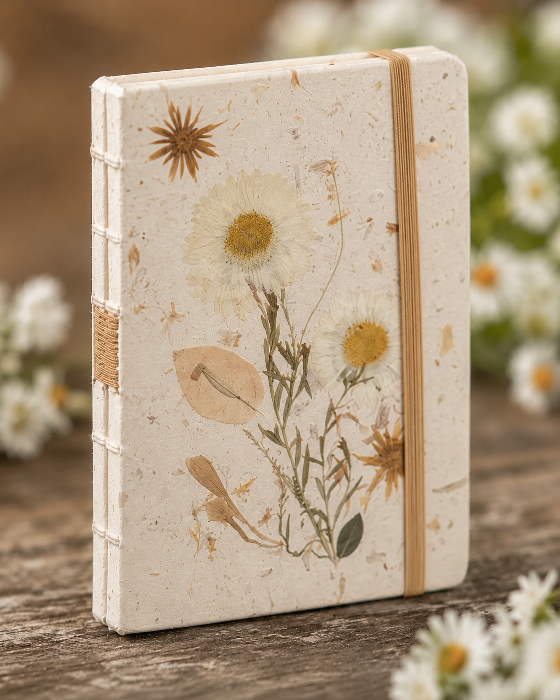 Handcrafted Journal with Pressed Flowers 4x6