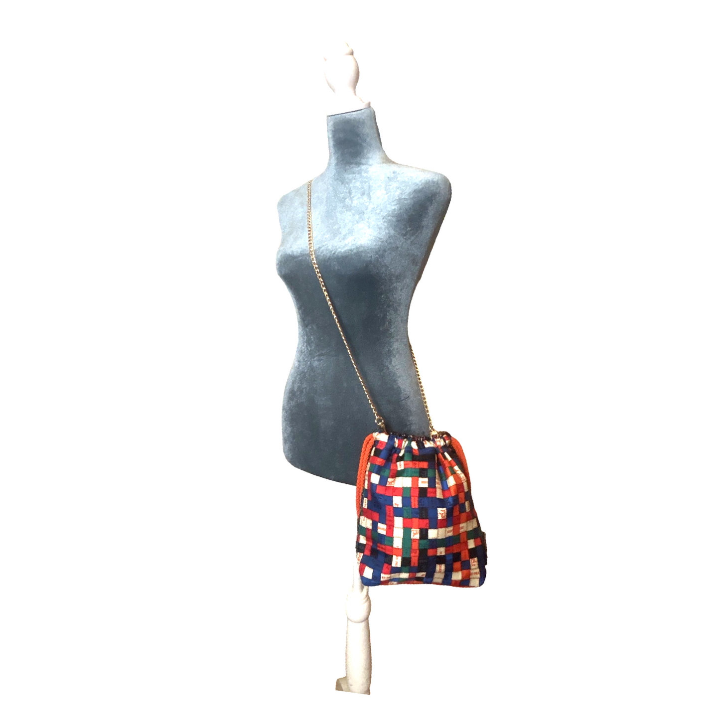 Bolduc au Carree Vintage Scarf Drawstring Crossbody Bag