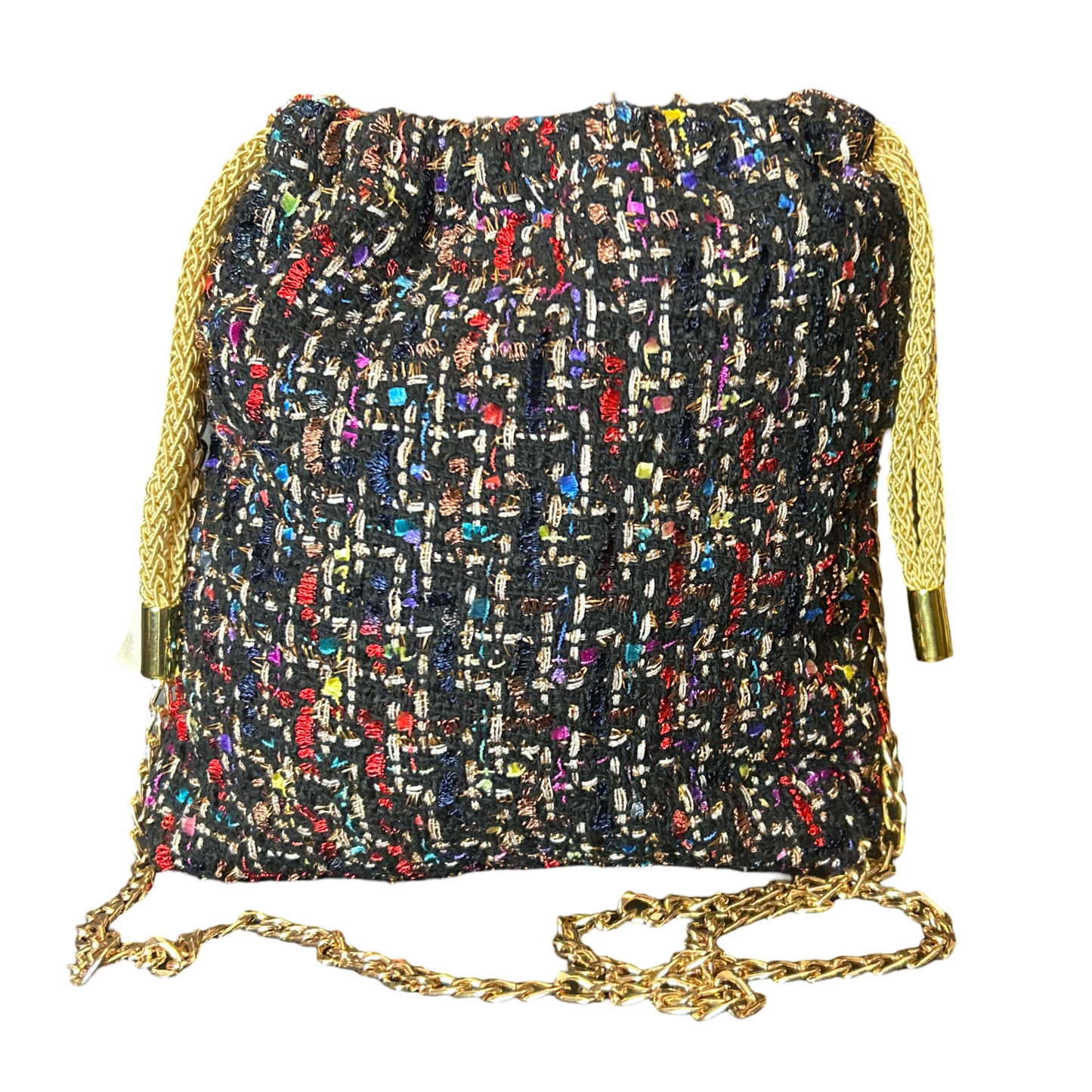 Bolduc au Carree Vintage Scarf Drawstring Crossbody Bag